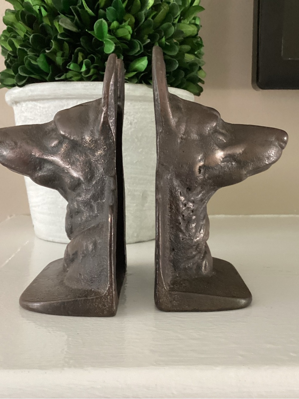 Pair of Vintage German Shepard Dog Cast Iron Bookends - Brown - Picture 2 of 9